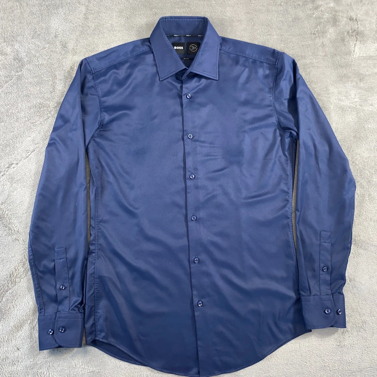 HUGO BOSS Blue Solid Dress Shirts for Men for sale