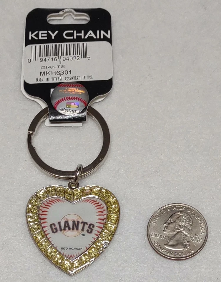MLB Licensed Heart Shaped Keychain with Rhinestone Effect Accents-Multiple - Image 4 of 4