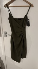 Women’s PRETTY LITTLE THING Khaki Midi Bodycon Dress Size 10