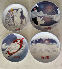 Vintage SAKURA-COCA COLA- WINTER HOLIDAY Salad/Dessert Plate-8.25 Inch-SET OF 4