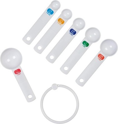 Kunststoff Messlöffel, 6er Set Löffel mit 1/4 TLP/1,25ml - 1/3TL/1,65ml
