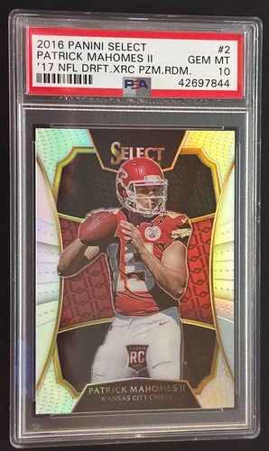 PATRICK MAHOMES 2016 SELECT 2017 XRC PRIZM SILVER HOLO ROOKIE #2 PSA 10 GEM MINT