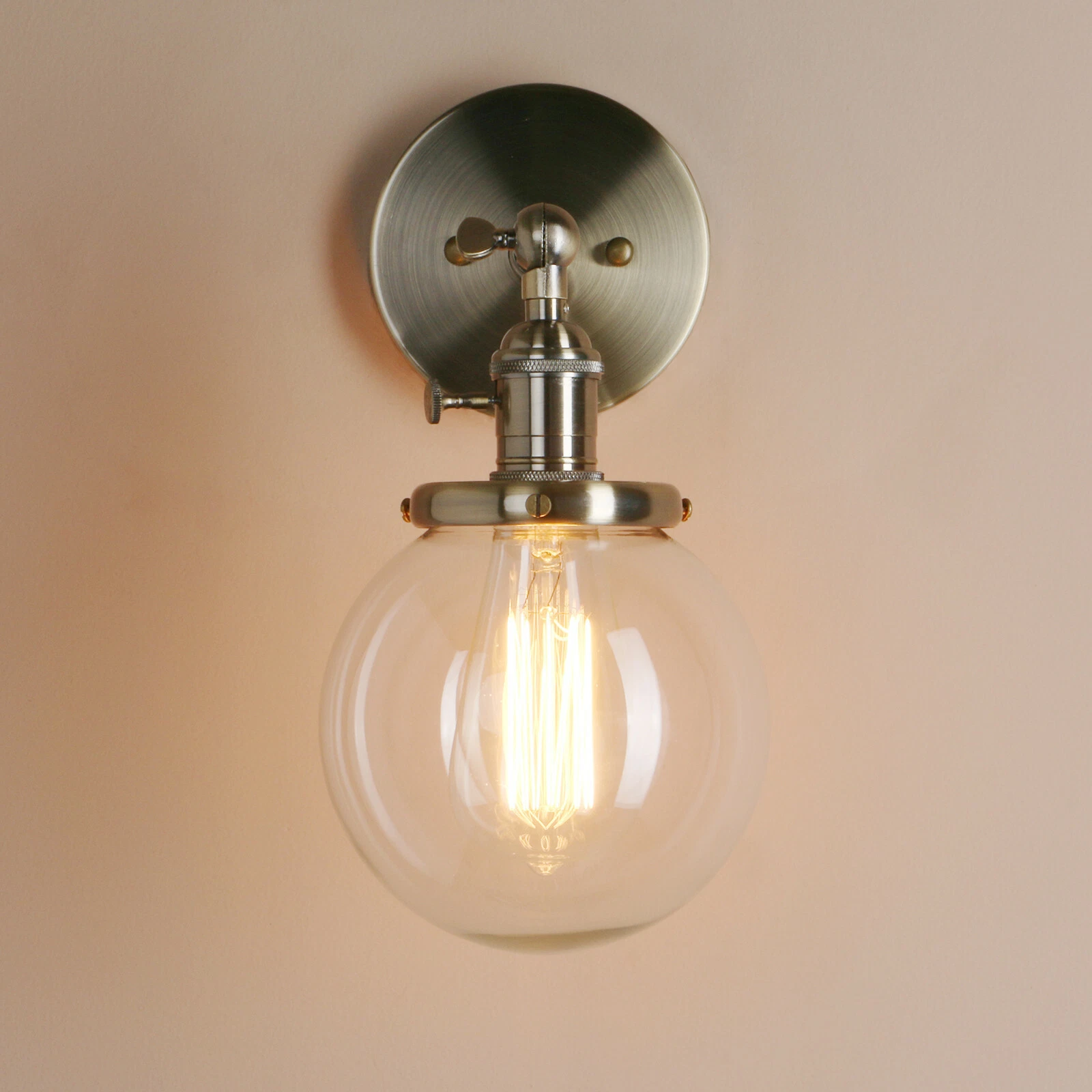 Hand Blown Shade Wall Light – Clear Glass Globe IP20 Wall Sconce