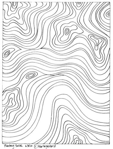 RUG HOOKING CRAFT PAPER PATTERN Fantasy Swirl ABSTRACT FOLK ART Karla Gerard - Picture 1 of 3