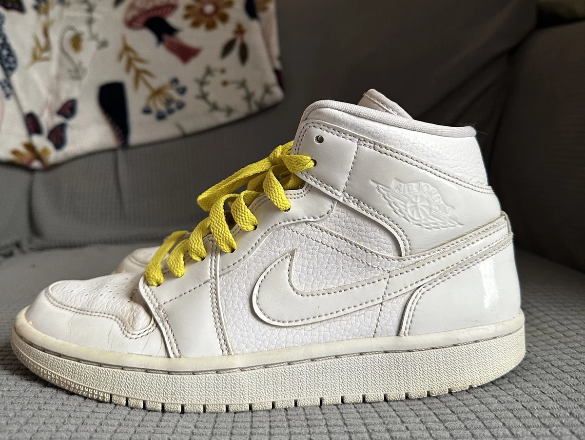 Jordan 1 Mid Triple White Patent W for sale | eBay