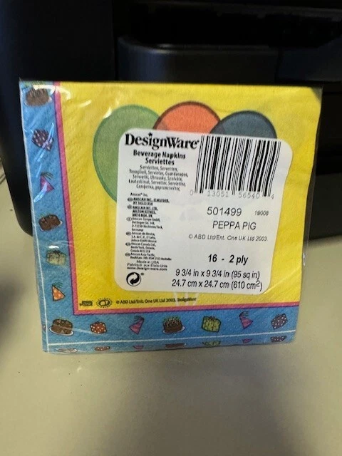 Guardanapos de bebidas Peppa Pig suprimentos para festa de aniversário 16 ct. Louça para festa nova!!! - Imagem 2 de 2