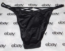NEW Victoria's Secret Very Sexy Satin Brazilian Panty Black Large L Strappy VS