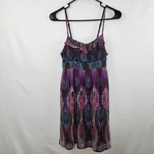 Twenty One Purple Peacock Size Spaghetti Strap Mini Dress Women's Size Medium