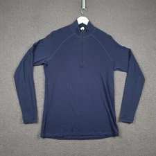 IBEX Jumper Mens XL Blue Navy 100% Merino 1/4 Zip Base Layer Shirt Pullover