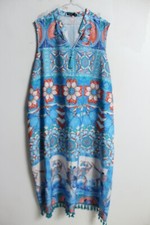 Shein Curve Womens Abstract Print Sleeveless Dress - Blue - Size 4XL (f92)