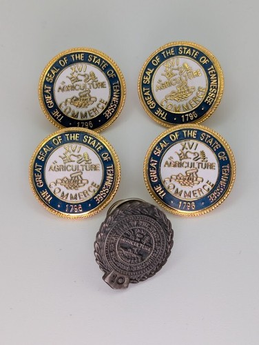 Vintage Tennessee Lapel Pin Lot - Agriculture Commerce - Great Seal Of Tennessee