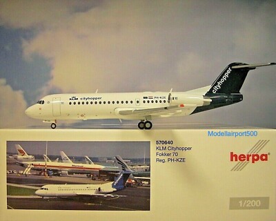 Herpa Wings 1:200   Fokker 70   KLM Cityhopper PH-KZE  570640  Modellairort500