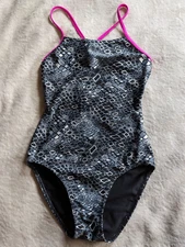SPORTI One Piece Swimsuit Womens Sz 34 Pink Gray Grey Black Swim Suit