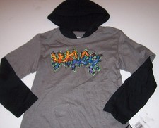 HURLEY long sleeve hoodie shirt little boy boys size 4 gray and black