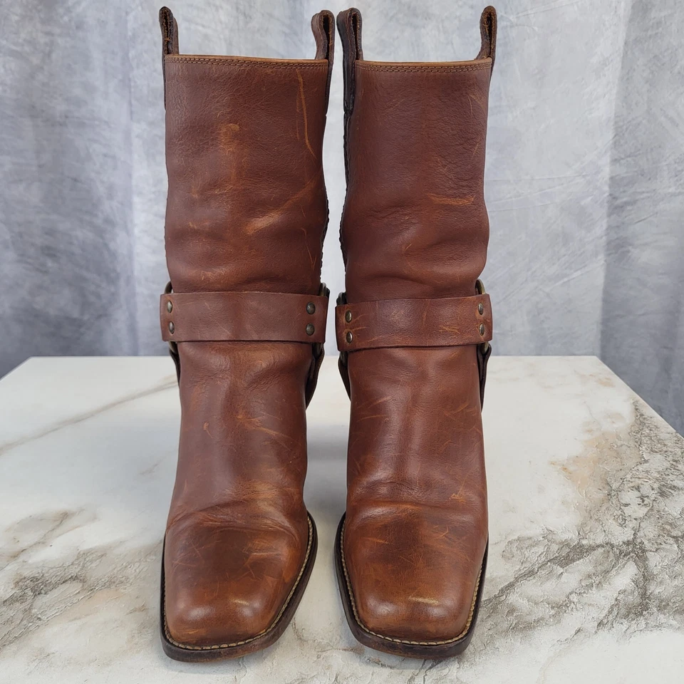 Michael Kors коренастый высокий каблук ремень мотоциклиста ботинки женский размер 8,5 M коричневый - Изображение 3 из 4