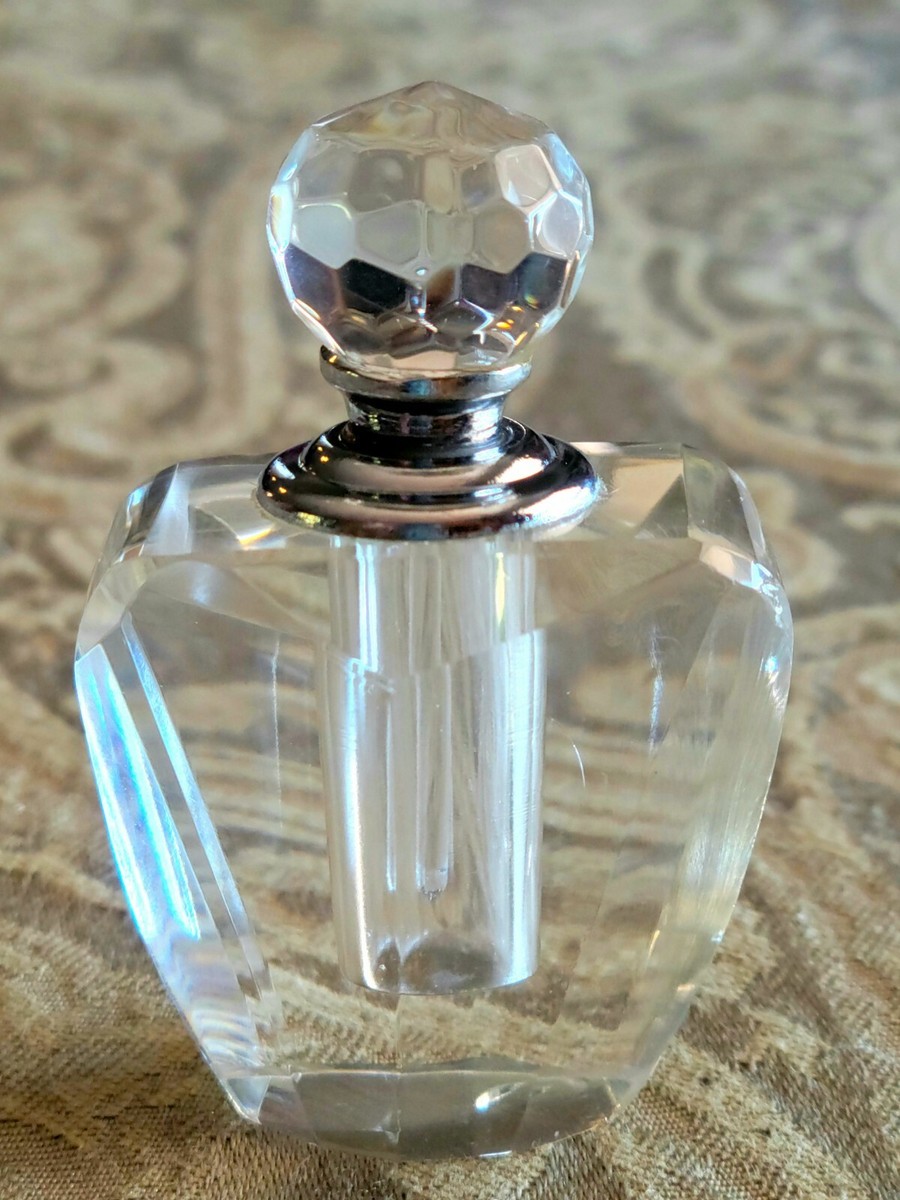 トップス VINTAGE PERFUME SMELL WAFFLE TOP VINTAGE Cut Crystal Faceted Perfume Bottle Screw On Top w