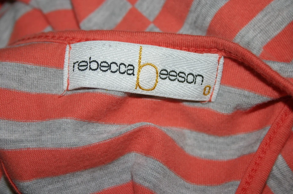 Camiseta sin mangas REBECCA BEESON talla 0 naranja gris a rayas espalda cruzada dobladillo burbuja Foto 4 de 4
