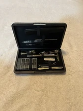 New Mens 10 Piece Gold Grooming Travel Compact Shaving Kit Case Manicure Set