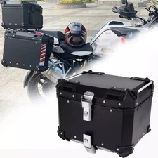 Black Motorcycle Luggage Waterproof Tail Box Scooter Trunk Storage Top Case 45L