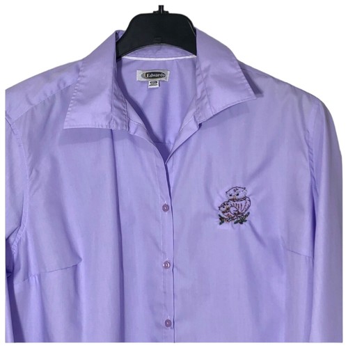Edwards Vintage Womens Embroidered Owl Shirt Plus Size 2XL Button Up Spring - Picture 2 of 6