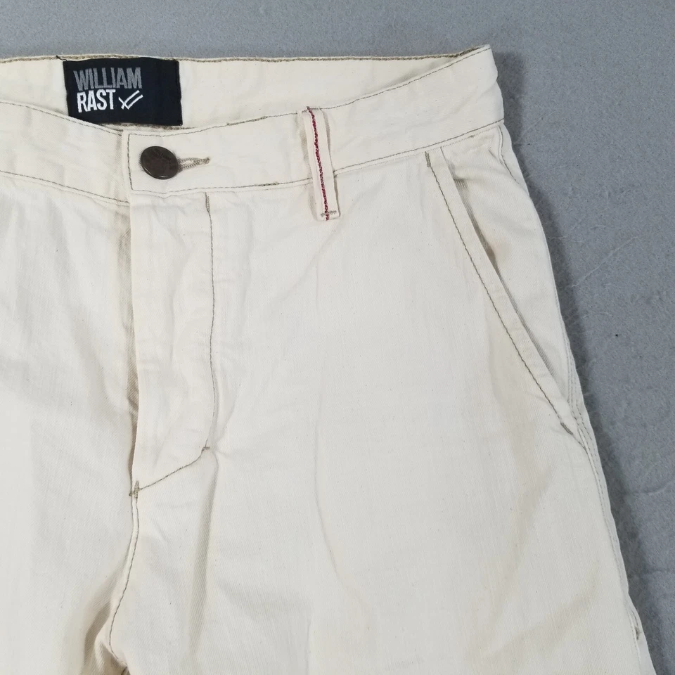 William Rast jeans men's 32X32 tapered slim straight button fly off white denim - Image 4 of 4