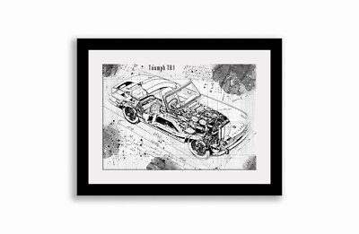 Line Tech Drawing Triumph TR4 Cutaway Kunst Posterdruck