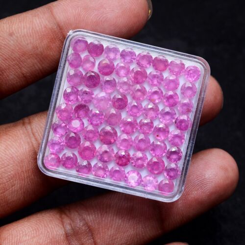 64 Pcs Natural Ruby Round Faceted Cut 4 MM Pinkish Red Loose Gemstones 27.00 Cts - Picture 1 of 2