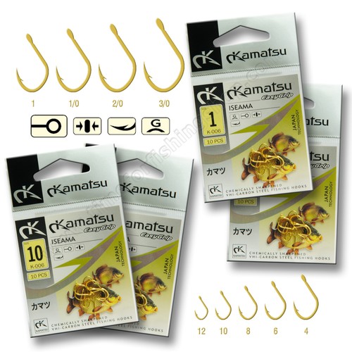 Fishing Hooks size 8 4 6 - 3/0 Iseama Gold Barbed FORGED Xstrong Carp Sea Set - Picture 1 of 3