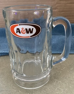 Vintage AW A&W Root Beer Soda Mug 6'' Tall Dimple Sides Heavy Glass