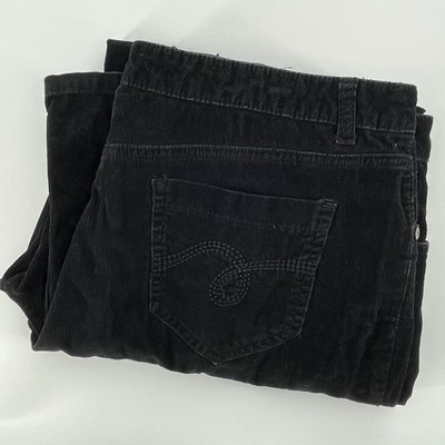 Classic Elements Corduroy Pants Womens 16 Black Flare Leg Stretch