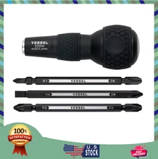VESSEL BALL GRIP 1/4" Hex. Bit Interchangeable Screwdriver (Bit 3PC. (+1...
