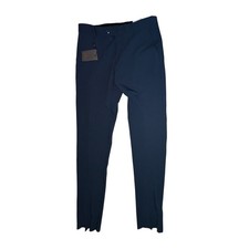 Wessi Mens Slim Fit Dress Pants Navy Blue Flat Front Casual Size 32 Unhemmed