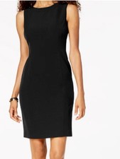 Kasper Black Sleeveless Shealth Dress Womens 16 Lined Classic Office Career