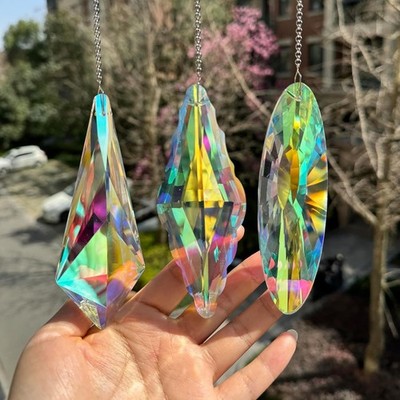 3PCS 5'' Large Crystal Sun Catcher Prisms, Hanging Suncatchers with Glass Prism,