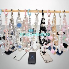 2Pcs random crystal bead mobile phone lanyard, sparkling gradient color beads