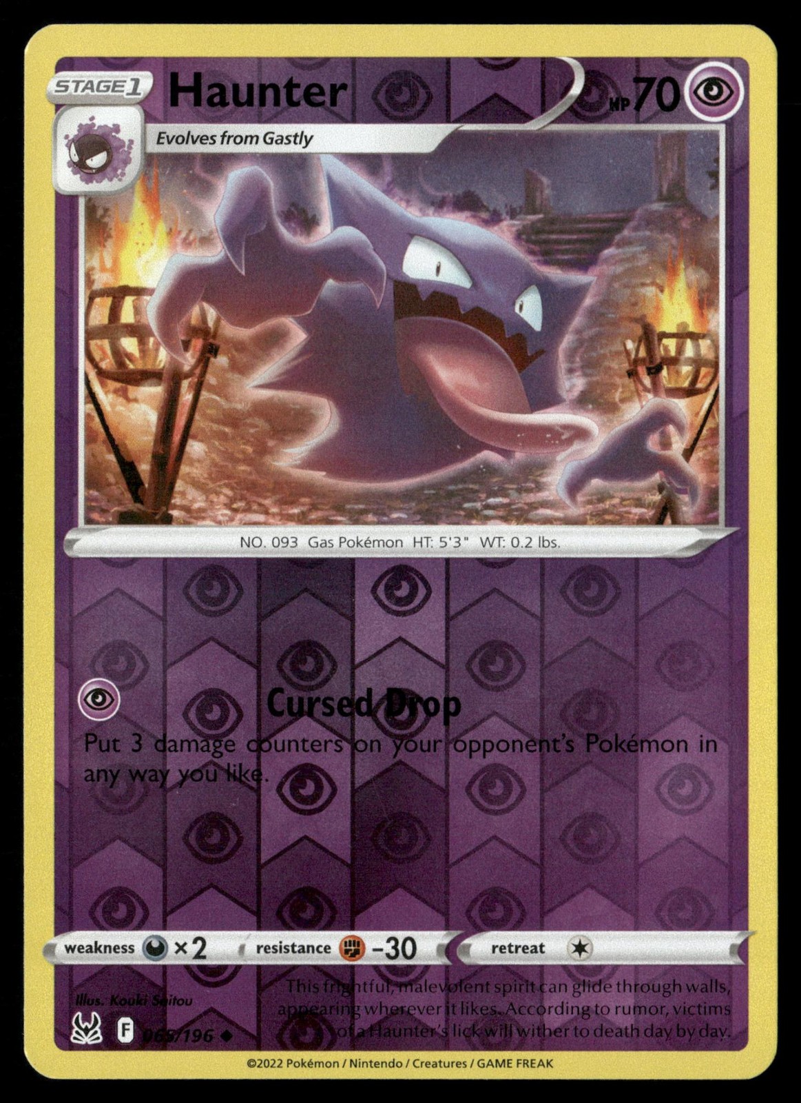 Haunter 065/196 Uncommon Lost Origin Pokemon Reverse Holo Near Mint