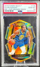 Kevin Durant 2018 Select #138 Die Cut *Orange Prizm* Numbered /65 Clean PSA 10