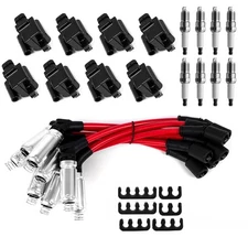 1Set Square Ignition Coil & Spark Plug Wire For Chevy GMC 4.8L 5.3L 6.0L 8.1L 