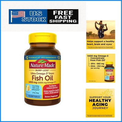 Extra Strength Omega 3 Fish Oil 1400mg - Support Heart & Brain Health - 45 So...