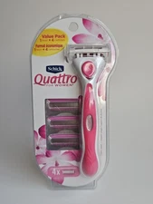 Sxhick Quattro Womens Value Pack with 1 Razor and 4 Razor Blade Refills