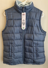 NWT 32 Degrees Heat Reversible Sherpa Lined Goblin Blue Light Vest + 4 Pockets M