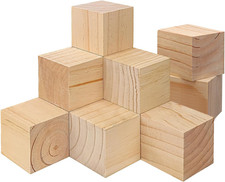 12 Pack Wooden Cubes for Crafts, 3 Inch Craft Quality Wood Cubes, Wood Blocks fo