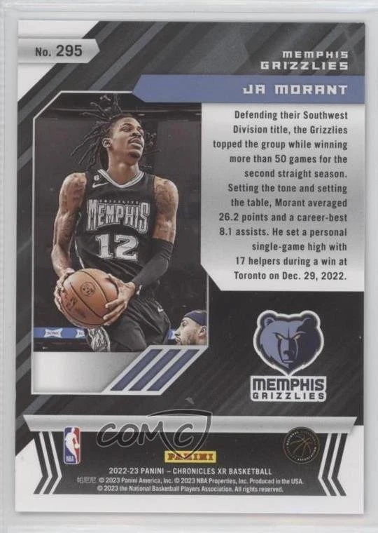 2022-23 Panini Chronicles Xr Purple /49 Ja Morant #295 - Image 2 of 2