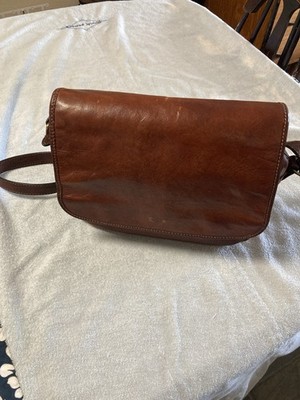  Roberta  Florence Italy, Vintage Brown Leather Over the Shoulder Handbag