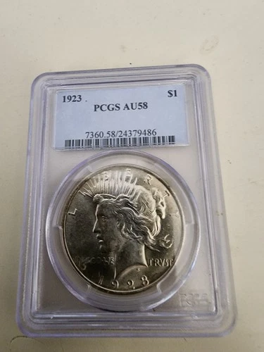 1923 $1 Peace Silver Dollar PCGS AU 58