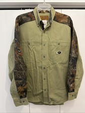 Mossy Oak Hunting Shirt Men’s Sz M, Canvas/Camo Open Range Button-Up Long Sleeve