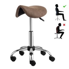 Saddle Stool Rolling Chair Stylist Cutting Stool with Swivel Wheels for Salon