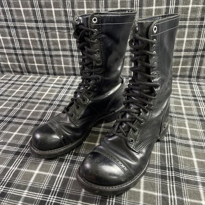 Corcoran (1500) Black Leather 10  Jump Boots Cap Toe - Made in USA - Size 6D