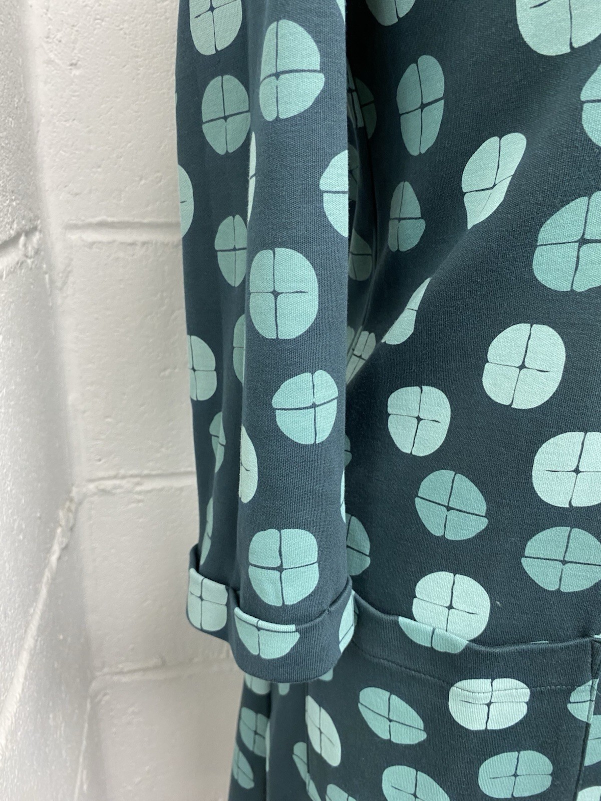 White Stuff Teal Abstract Patterned Jersey Pocket… - image 3