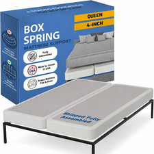 , Box Spring Bed Base Queen Size, 4-Inch Wood Mattress Foundation   Amish Made i